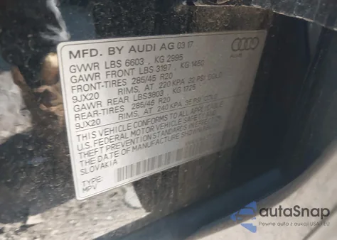 2017 Audi Q7 3.0T Premium из США, поврежденный, VIN WA1VAAF73HD052508